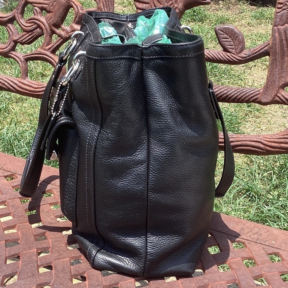 Coach Black Leather Penelope Tote Double Handle Silver Hardware - Picture 2 of 9